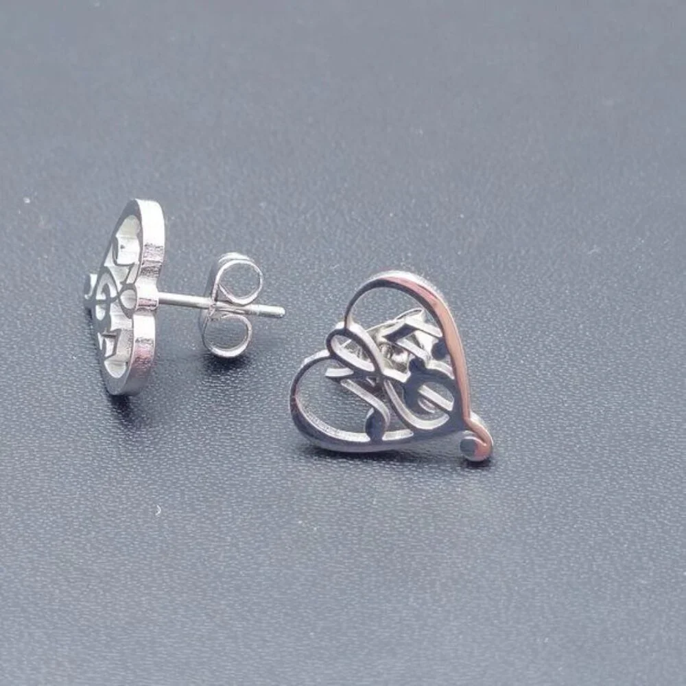 Stainless‎ Steel Heart Shape Earrings with Music Symbols (NWOT)